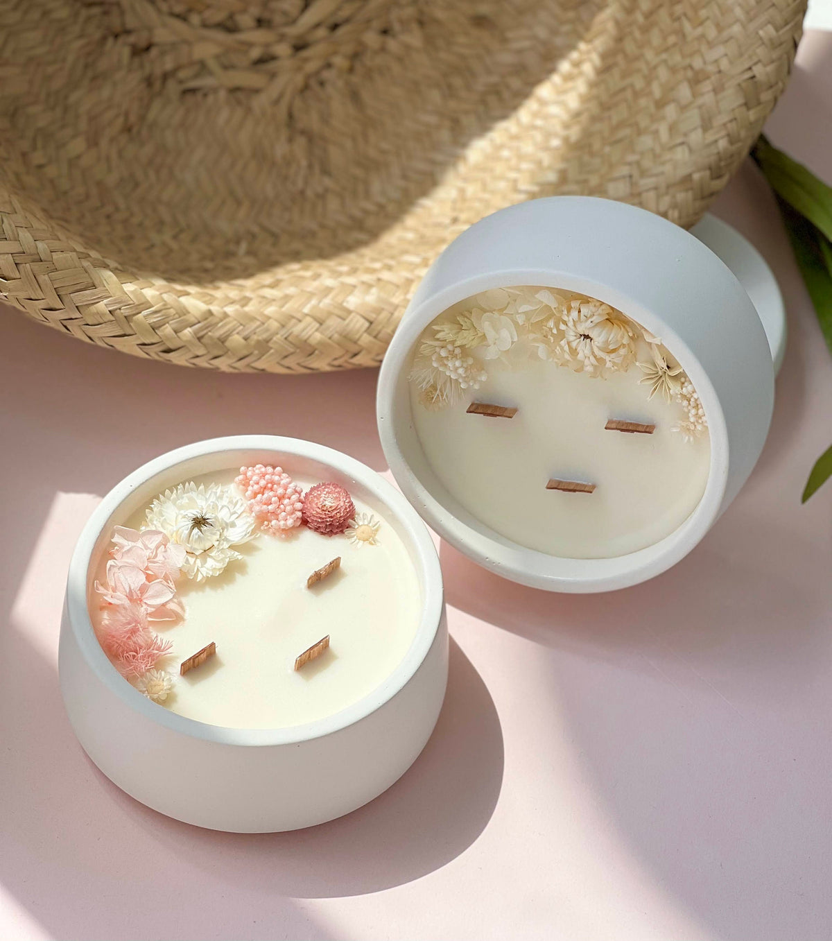 Dried Flower Soy Candle in White Jar