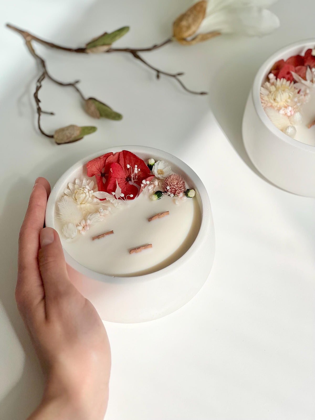 Dried Flower Soy Candle with Wooden Wick