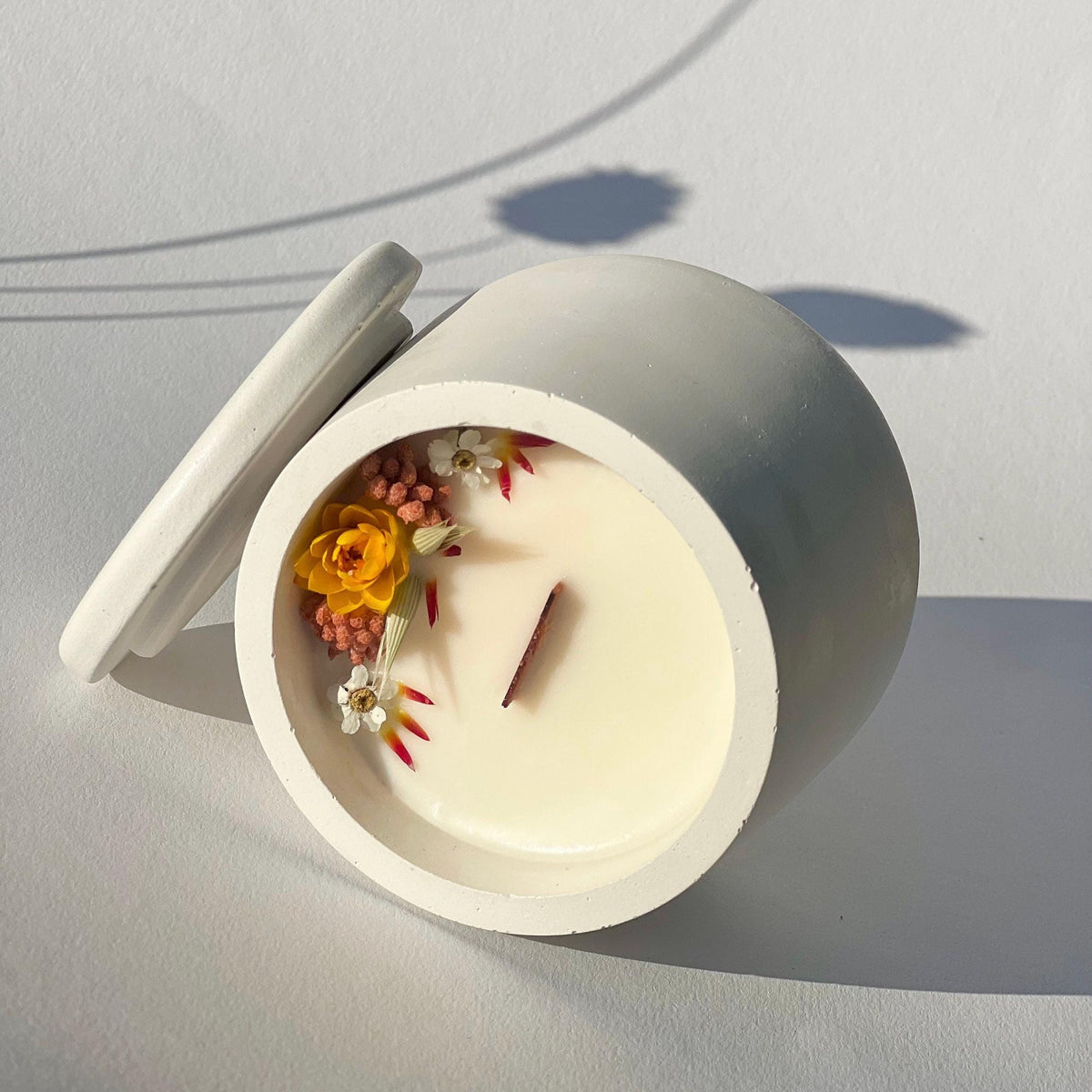 Wooden Wick Soy Candle in Concrete Jar