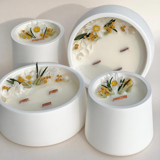 Dried Flower Soy Candle in White Jar