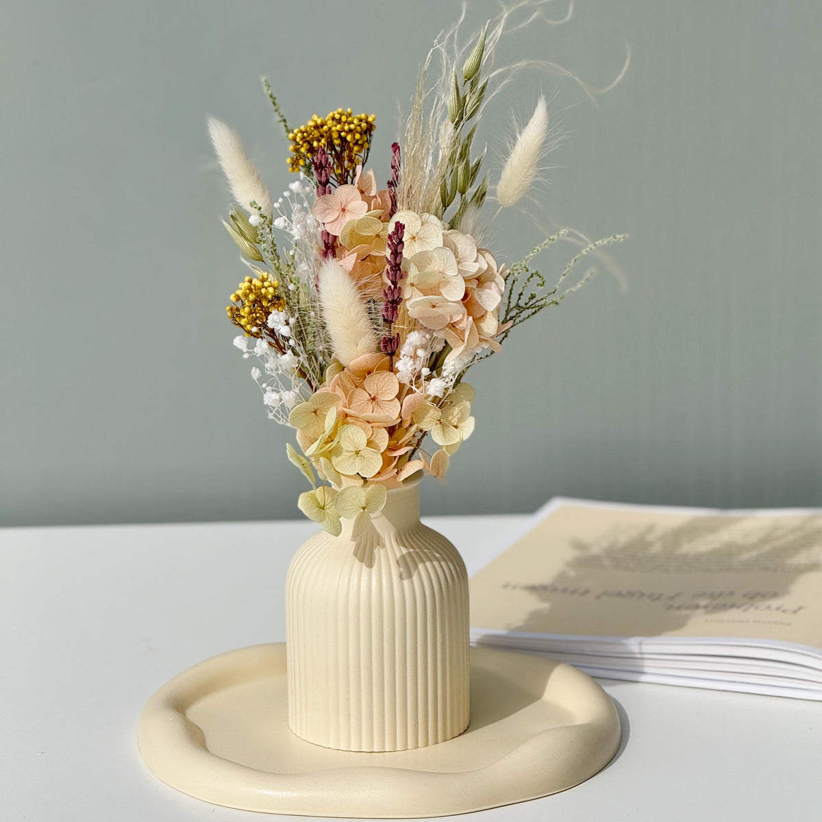 Handmade Dried Flower Bouquet with Vase