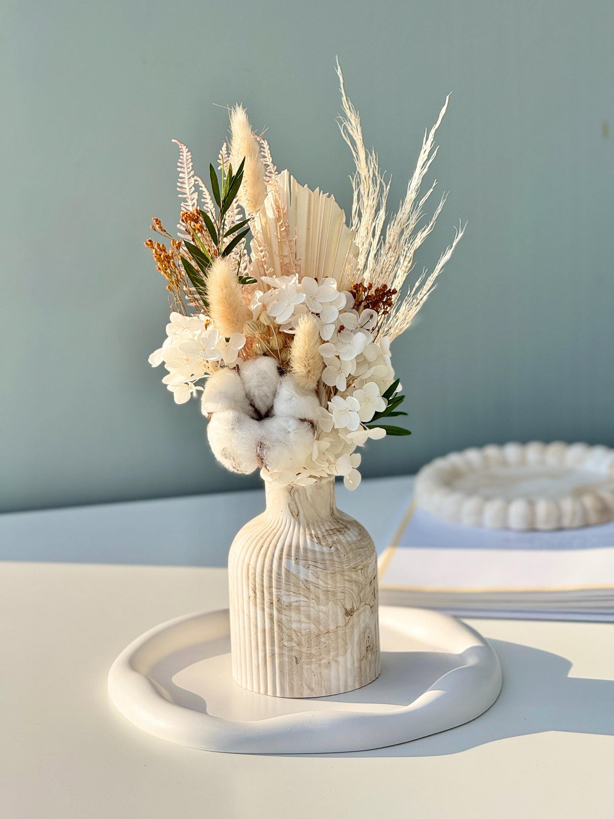 Handmade Dried Flower Bouquet with Vase
