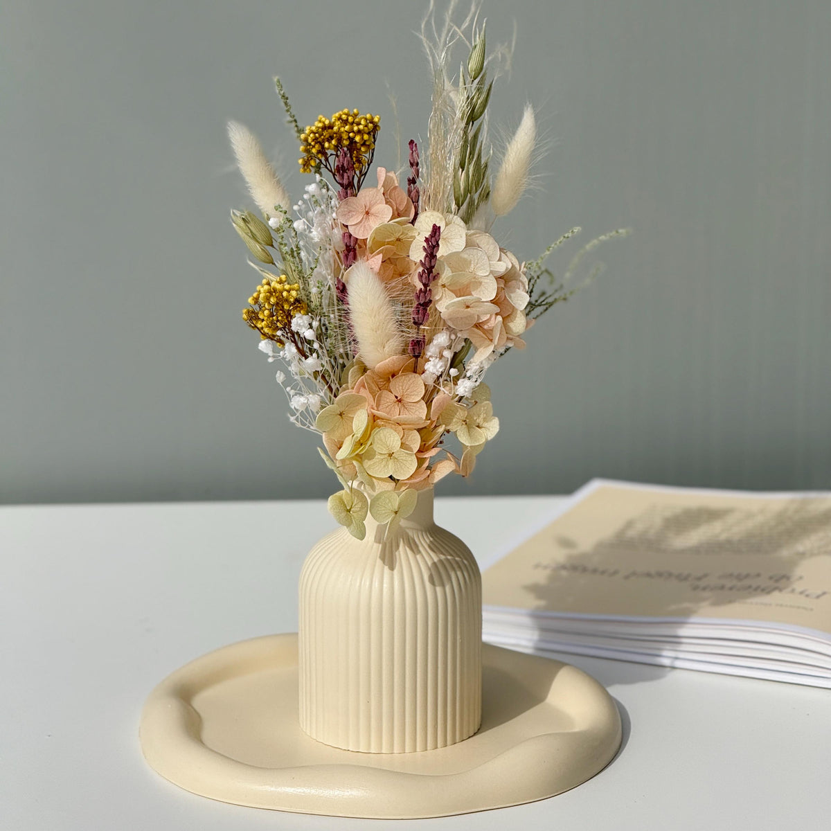 Handmade Dried Flower Bouquet with Vase