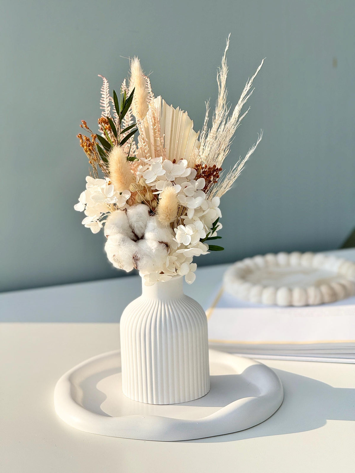 Handmade Dried Flower Bouquet with Vase