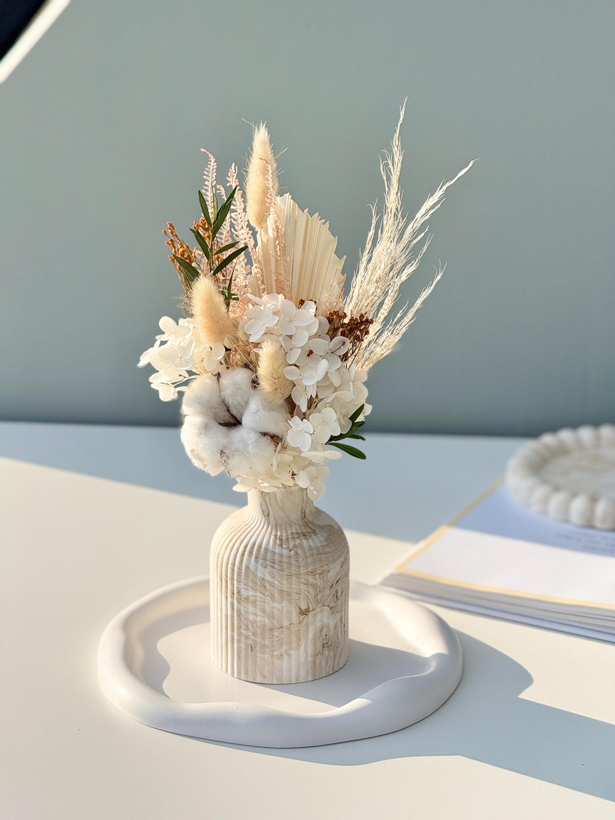 Handmade Dried Flower Bouquet with Vase
