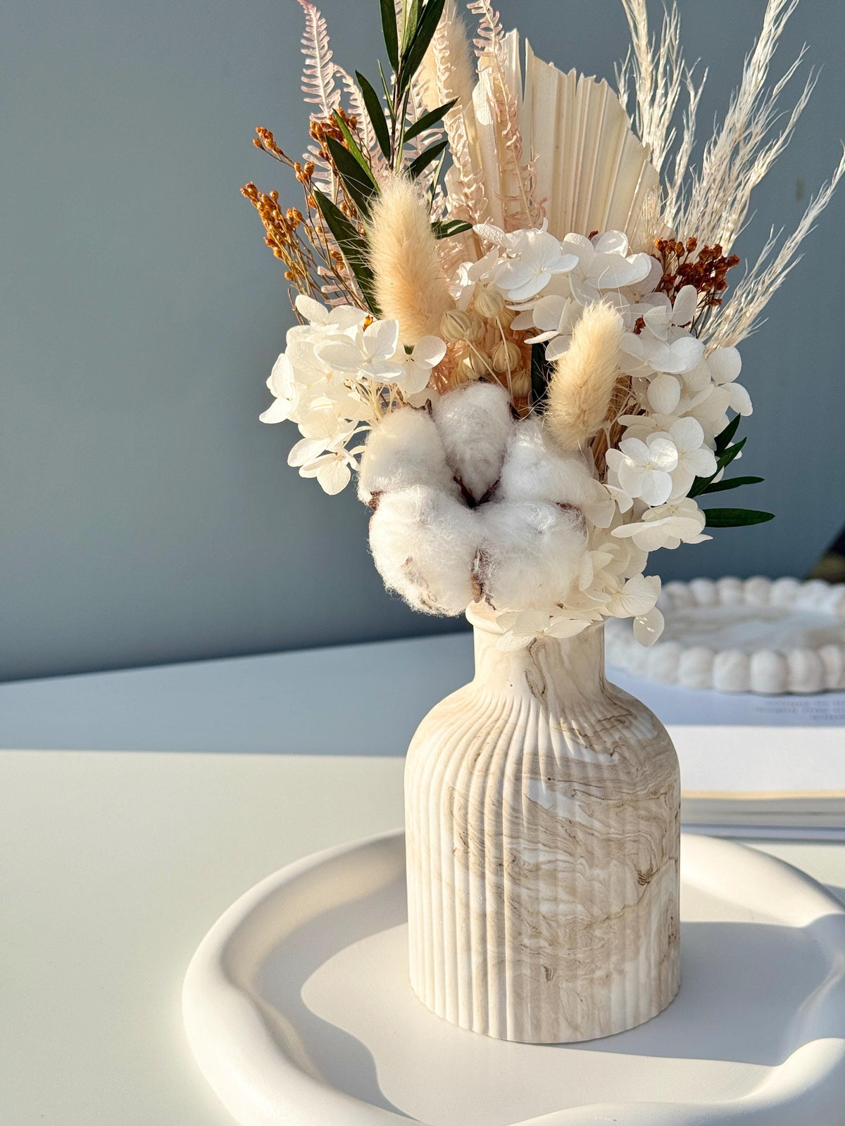 Handmade Dried Flower Bouquet with Vase