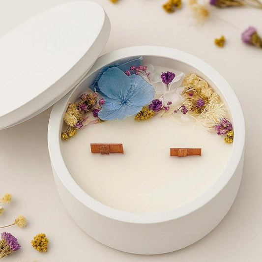 Dried Flower Soy Candle in Concrete Jar