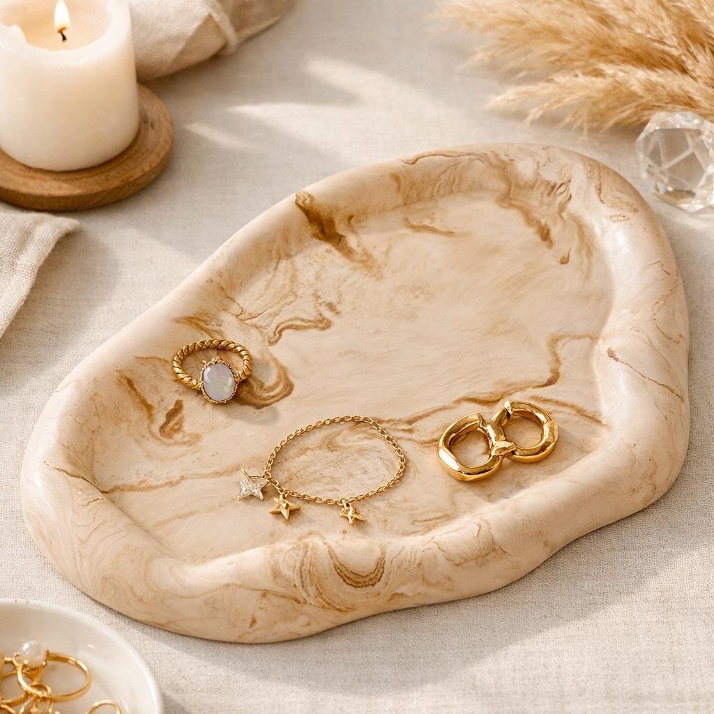 Marble Effect Jewelry Tray