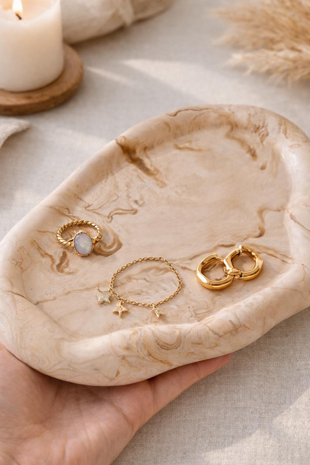 Marble Effect Jewelry Tray