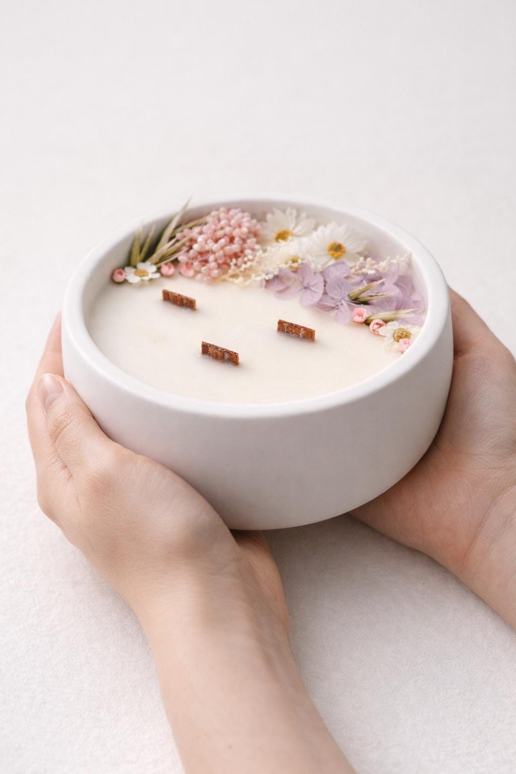 Dried Flower Soy Candle in White Jar