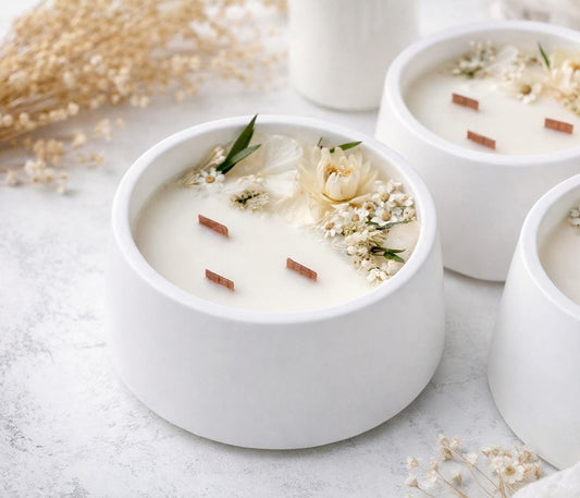 Floral Soy Candle with Wooden Wick
